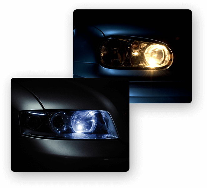 LED halogen and HID headlights